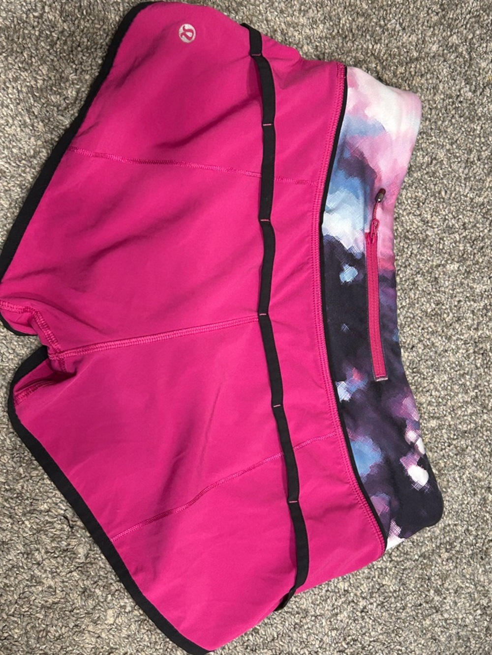 lululemon Hot Pink and Black Zip-Detail Athletic Top